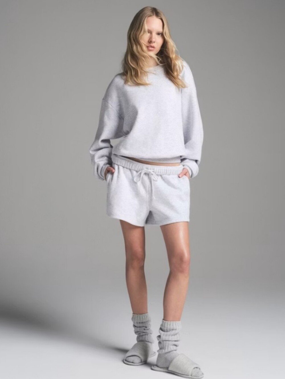 SKIMS Classic Women's Light Gray Crewneck Sweater
